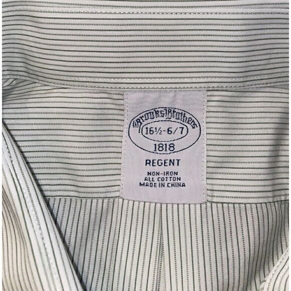 Brooks Brothers Men’s Green Regent Non Iron Long Sleeve Shirt Size 16 1/2 - 6/7 - Picture 2 of 5